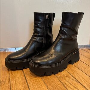 Freda Salvador Black Leather Platform Boots